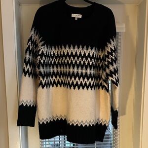 Skies Are Blue Black and White Patterned Sweater